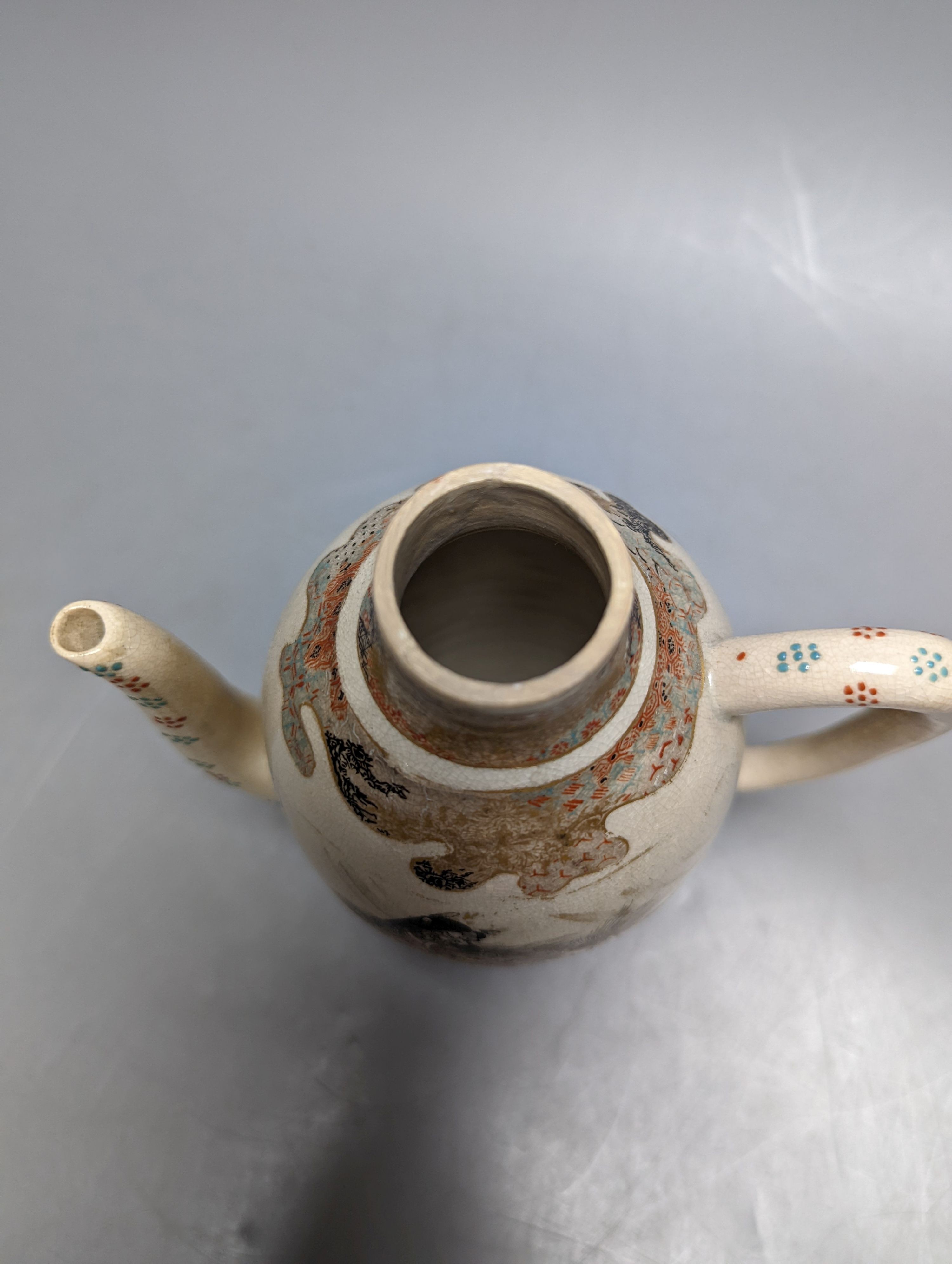 Two Japanese Meiji Satsuma wine pots 16cm